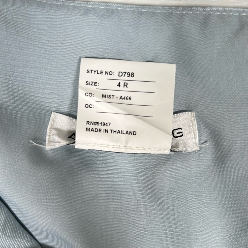 Alfred Sung Wedding Formal Fit & Flare Mist Blue Satin D798 Sz 4 NWT - Picture 7 of 8